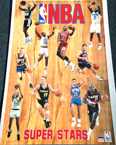 NBA SUPERSTARS 1993 22x34 POSTER - Michael Jordan, Drexler