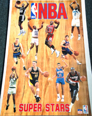 NBA SUPERSTARS 1993 22x34 POSTER - Michael Jordan, Drexler