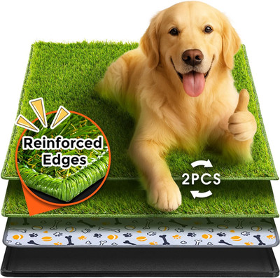 Dog Grass Pad with Tray Large, 35''X22.5'', 2 Reusable Artificial Turf for Dogs Po