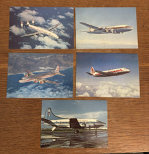 5 Airplane Chrome Postcards TWA, Overseas National, American, Capital, Southeast