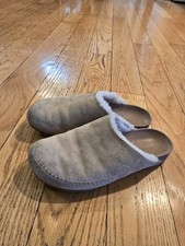 Jenni Kayne Minimalist Shearling Lined Suede Moc Clogs Size 10 Tan Gray
