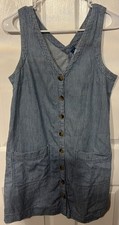 Old Navy Women's Blue White Striped 100% Cotton Button Front Dress Size Small