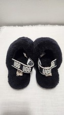 UGG FLUFF YEAH SLIDE BLACK SHEEPSKIN SLINGBACK SLIPPERS KIDS SIZE 1