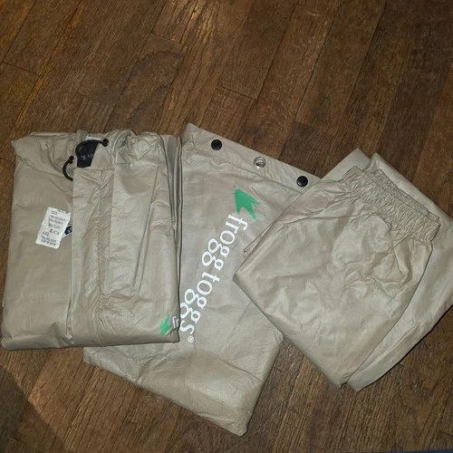 Gorpcore Modern frogg toggs Mens Lrg Tan Waterproof Packable Rain Suit Pants Set image 5