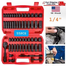 Complete 55 Piece 1/4 Drive Impact Socket Set...