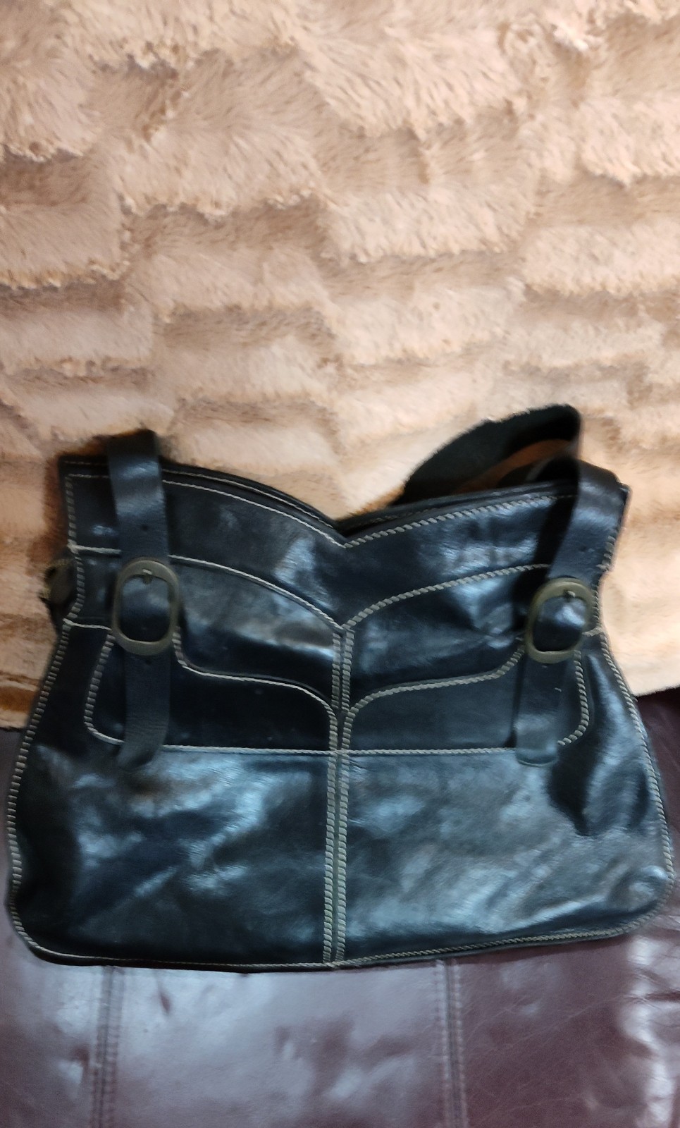 Patricia Nash Black Italian Leather Shoulder Stra… - image 3