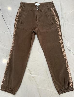 #ad Sundance Women#x27;s Melbourne Embroidered Jogger Pants Joggers Olive Green Size 8 $27.99