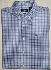 Mens Chaps Easy Care Short Sleeve Plaid Button Up Shirt Size XL - NICE