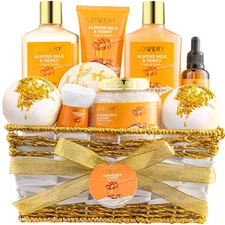 Lovery 123334 10-Piece Almond Milk and Honey Spa Kit with Vitamin E and Shea