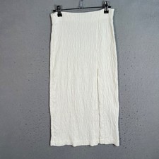 Zara Womens Size XS White Textured Long Skirt w/ Slit
