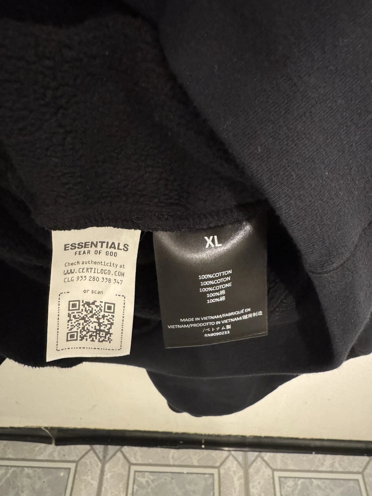 Set felpa con cappuccio e padelle FEAR OF GOD ESSENTIALS. Taglia XL