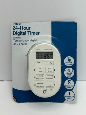 myTouchSmart Indoor Digital Timer, 1 Polarized Outlet, 24hr, Plug-in, White,