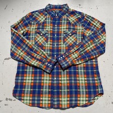 Vintage 1990s Polo Ralph Lauren Southwestern Pattern Snap Button Plaid Shirt XL