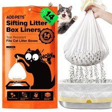 Sifting Litter Box Liners 14 Count,Drawstring Jumbo Cat Litter Bags Fits All ...