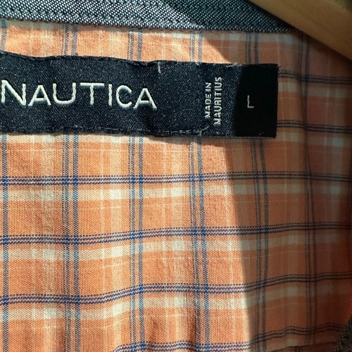 Camisa Nautica Cuadros Manga Corta Talla Grande Azul Melocotón Abotonada Clásica - Imagen 3 de 7