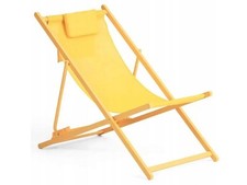 Chaise De Plage Pliable VG-8051, Acier, Jaune, 97-101 X 61,5 X 81-92 CM - B