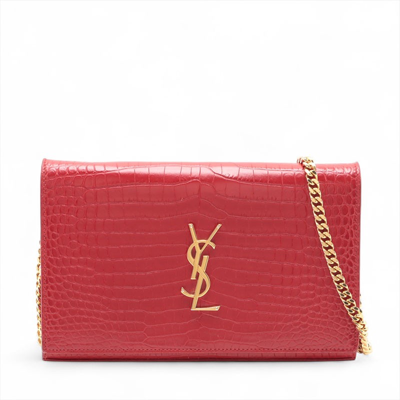 Borsa a tracolla YVES SAINT LAURENT in pelle goffrata con catena rossa WS15585