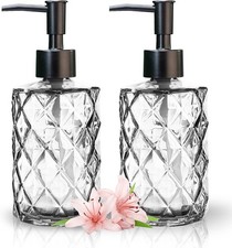 spring 12 Oz Glass Soap Dispenser - 2 Pack Refillable Lotion Soap Dispenser for