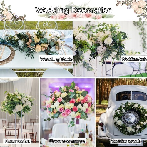 120 Pcs 6 Kinds Mixed Eucalyptus Leaves Stems Bulk Artificial Silver Dollar E... - Picture 7 of 9