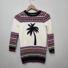 Juicy Couture Girls Kids Palm Tree Fair Isle Sweater L 8-10 Angora Blend