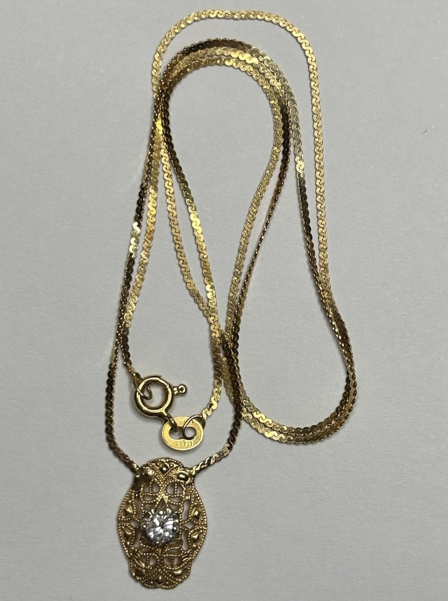 14k Italy Gold & Diamond Necklace 2.98g Total - 25PT Diamond #5997 View 5