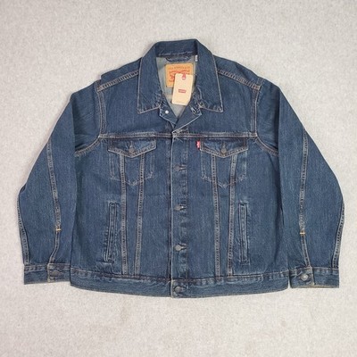 Levi's Trucker Jacket Mens Size XL Jean Blue Denim Pockets Dark Wash 100% Cotton