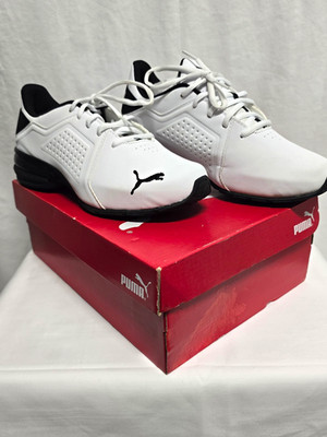 PUMA Viz Runner Men's Low Top Lace Up Sneakers White/Black Style 191037-01