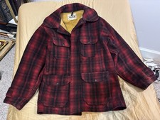 Vintage Woolrich Mackinaw Plaid Hunting Jacket 1970 s Size 42 USA Made Wool Red