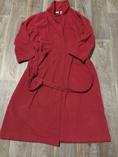 LL Bean Women's Fleece Robe Full Zip Red Large P Long Cozy Loungewear Minimalist