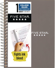 Five Star Wirebound Notebook, 1-Subject, Medium/College Rule, 80 Sheets 19X13.9