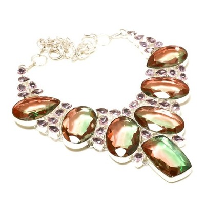 Rosequatz Ametrine Gemstone Handmade Necklace Jewellery Size 18 inches