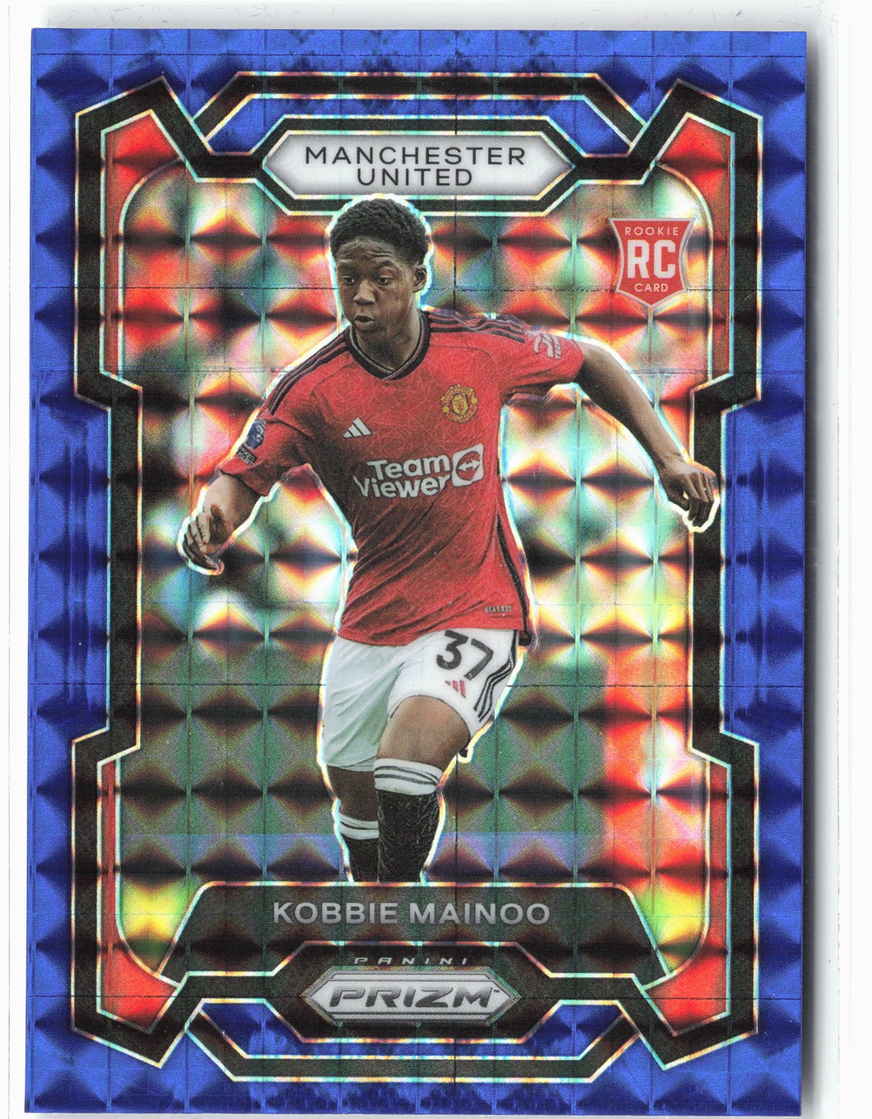 2023-24 Panini Prizm Premier League #38 Kobbie Mainoo Blue Mosaic