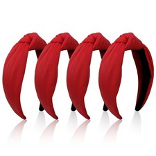 4PCS Knotted Headbands For Women Girls Red Wide Fashion Hairband Cute Top Kno...