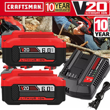 2PACK 20Volt For Craftsman V20 6.0Ah Li-ion Battery CMCB204 CMCB202 /Charger