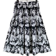 Vintage Pleated Midi Skirt Size 12 Black White Art To Wear Picasso Modernist
