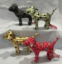 Lot of 4 Victoria's Secret PINK Collectible Dog Plush Set Metallic Logo Styles