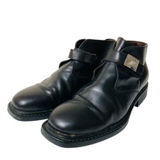 GIANNI VERSACE Medusa leather boots round toe size US7.5 black men's U4359
