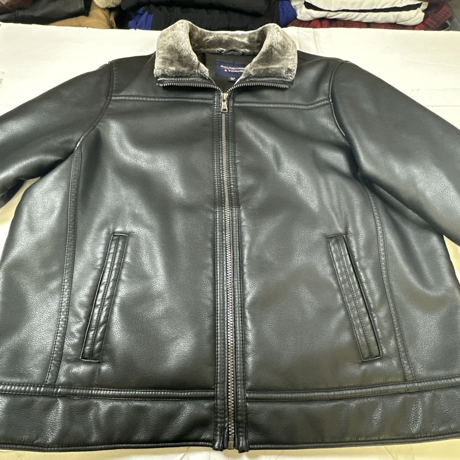 Roundtree & Yorke Big Man Faux Fur Jacket Fleece Lined Heavy Weight Black 2XB - product detail image 1