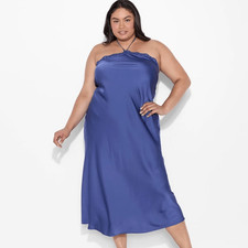 Wild Fable - Women's Lace Trim Maxi A-Line Blue Sz Large Dress
