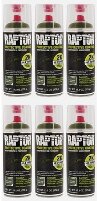 U-POL 4887 Raptor 2K Olive Green Spray-On Truck Bedliner Aerosol (6 Pack)