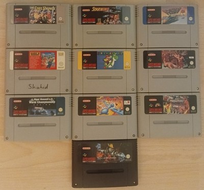 SNES PAL Super Nintendo Spielepaket - Mario Missing Starwing F-Zero Lost Vikings