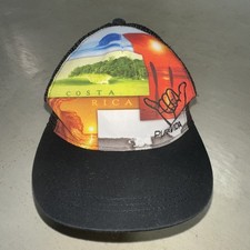 Costa Rica Trucker Hat Pura Vida Optimis Adjust Black Mesh Beach Print Snapback