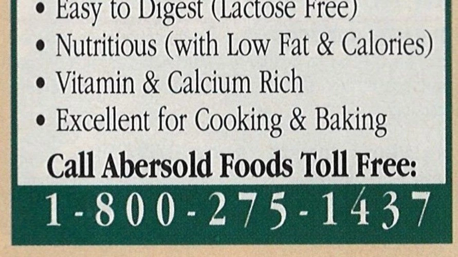 Anuncio impreso vintage Abersold Foods Milk Substitutes 1994 u original Foto 3 de 4