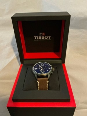 Tissot T-Sport Chrono Blue Dial Brown Leather Strap 45mm Watch T116617A