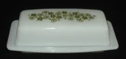 PYREX - #72-1 Green on White SPRING BLOSSOM GREEN Butter Dish, Lid