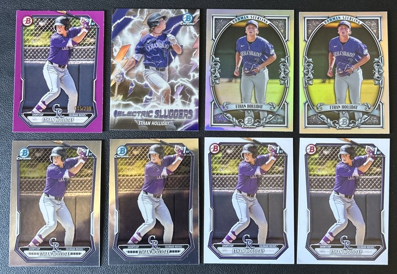 2026 Bowman Chrome 8 Cards Lot- Ethan Holiday Rockies, 1st Bowman Fuchsia /299