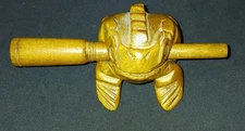 Vintage Wooden Frog Guiro Rasp Percussion Musical Instrument Carved Croaking 