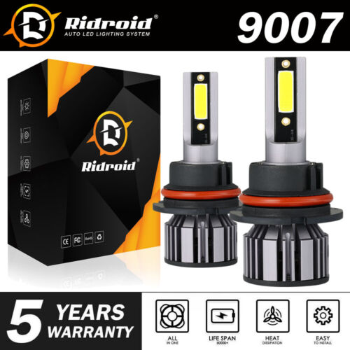 Ridroid 2x 9007 9004 HB5 COB LED Headlight Kit Hi/Lo Power Bulbs 6000K White HID