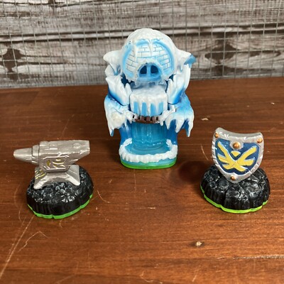 Skylanders Spyro's Adventure Lot Anvil Rain, Sky Iron Shield, Adventure Ice Cave