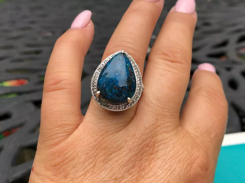 Sterling Silver Blue Tumbled Polished Gemstone Ring STS eBay